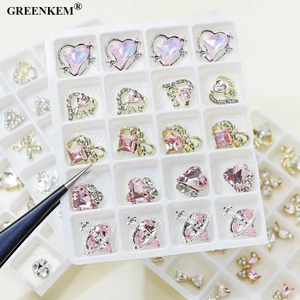 20 grilles forme mixte Zircon ongles strass 3D luxe pile diamant amour papillon Nail Art décorations ongles breloques - Product Image 3