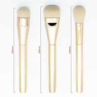 Ensemble de 3 pinceaux de maquillage de luxe en or avec manche en métal, pinceau pour fond de teint, blush, contour du visage, logo personnalisé