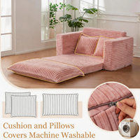 Canapé-lit modulaire 3-en-1 pliable avec fauteuil individuel et canapé rond en éponge pour salon et chambre à coucher