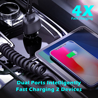 Chargeur de voiture USB-C enroulable 48W, câble USB-C PD30W/PPS33W et USB-A QC18W, adaptateur allume-cigare 12V à charge rapide pour iPhone 17
