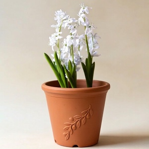 <span class=keywords><strong>Maceta</strong></span> Pequeña de Terracota y Plástico Verde. Diseño Cónico con Relieve de Hojas, <span class=keywords><strong>Maceta</strong></span> para Flores de Jardín para Decoración de Oficina y Exteriores. - Product Image 5