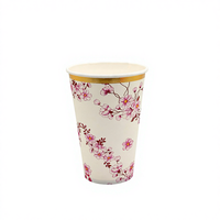 Vaisselle jetable en papier écologique de qualité alimentaire à fleurs roses personnalisable - Gobelets et assiettes artisanaux à succès pour une utilisation multi-scènes