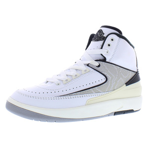 Chaussures Air Jordan 2 Retro en cuir pour garçons, blanc, rouge feu, noir, style basket-ball - Product Image 1