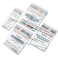 Ensemble de stylos gel double pointe, 6 couleurs, en boîte, marqueurs artistiques pour journalisation, gribouillage, peinture artistique