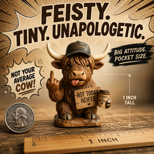 Figurine de <span class=keywords><strong>vache</strong></span> des Highlands miniature tendance en résine, décoration de bureau amusante, cadeau original - Product Image 1