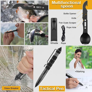 Kit de survie pour camping sauvage, ensemble de 16 pièces avec couteau, boussole, lampe torche, multi-outils pour le camping en plein air, la randonnée et les situations d'urgence - Product Image 3