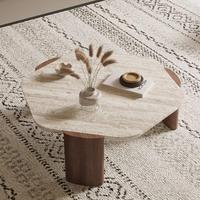 Table basse moderne de luxe en bois massif et verre noir, mobilier portable pour salon