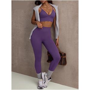 Ensemble d'entraînement 2 pièces respirant, léger, ajustable, sans manches, taille haute, effet ventre plat, extensible dans les quatre sens, avec soutien-gorge et pantalon - Product Image 5