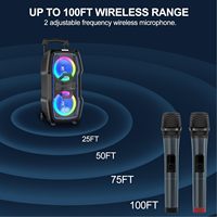 Machine de karaoké VeGue VG-0808, système de sonorisation PA sans fil Bluetooth pour adultes et enfants avec deux caissons de basses de 8 pouces, 2 micros sans fil UHF