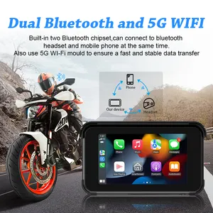 5" Universal IP67 Waterproof Motorcycle Wireless Android Auto Screen Carplay GPS Navigator For Motor