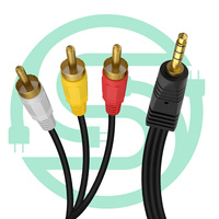 Câble audio vidéo stéréo 3,5 mm mâle vers 3 RCA mâle, adaptateur plaqué or, cordon AV pour appareil jack 3,5 mm vers téléviseur RCA