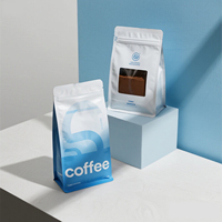 Sachets de café en papier kraft à fond plat écologiques, imprimés sur mesure avec valve, 500g 1kg