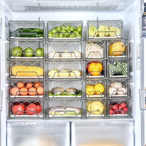stackable transparent pull out drawer fridge clear storage box