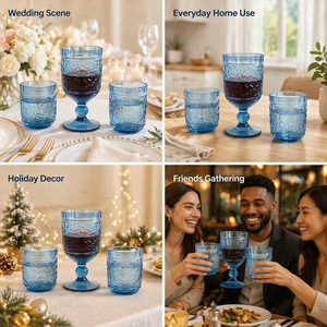 Vente en gros de verrerie de mariage : <span class=keywords><strong>Verres</strong></span> <span class=keywords><strong>à</strong></span> vin et <span class=keywords><strong>à</strong></span> eau vintage en cristal bleu sans plomb - Product Image 6