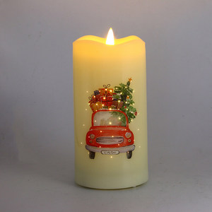 <span class=keywords><strong>Bougie</strong></span> Senmasine avec motif d'oiseau rouge, de <span class=keywords><strong>voiture</strong></span> et de couronne de fleurs, tête de lampe à balle, fibre optique en plastique, bougies LED scintillantes - Product Image 4