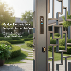 <span class=keywords><strong>Serrure</strong></span> de porte de villa étanche pour l'extérieur <span class=keywords><strong>Serrure</strong></span> intelligente intégrée <span class=keywords><strong>Serrure</strong></span> électronique automatique à empreinte digitale durable - Product Image 1