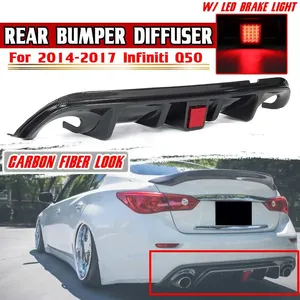 ดิฟฟิวเซอร์หลังคาร์บอนไฟเบอร์สำหรับ Infiniti Q50 ปี 2014-2021 พร้อมไฟเบรกในตัว - Product Image 1