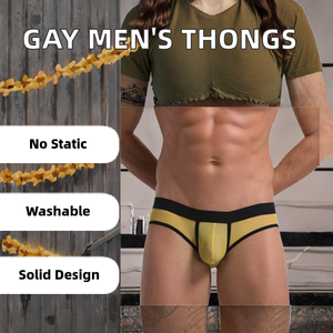 Ropa Interior Sexy de Tiro Bajo Personalizada para Hombre, Calzoncillos Gay con Logotipo en la Cintura, Tejido de Punto, Lencería Masculina Gay - Product Image 2