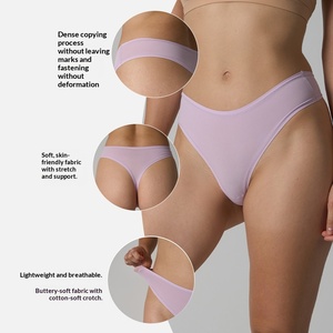 Culotte taille basse couleur unie sexy et tendance en tissu Dobby nylon-coton, sensation seconde peau, séchage rapide, respirante, confortable et saine - Product Image 3