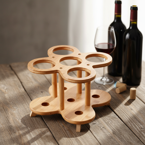 Moderno Soporte de Bambú para Almacenamiento de Vino en Esquina, para 5 y 9 Botellas, para Gabinete de Restaurante - Product Image 1