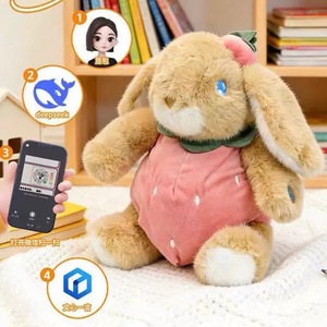 Pendentif intelligent en peluche AI, porte-clés lapin/chat parlant, jouet éducatif racontant des histoires pour enfants, poupée en peluche en coton - Product Image 1