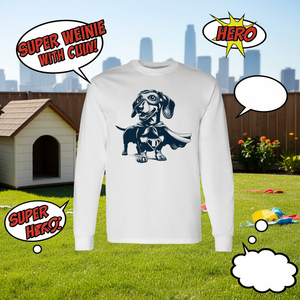 Super Weenie Hero Dachshund avec masque et cape, t-shirt à manches longues - Product Image 3