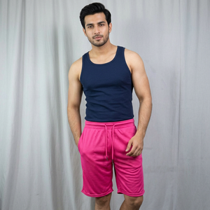 Shorts en coton gris pour hommes, taille élastique, taille mi-haute, décontractés, tricotés, respirants, couleur unie, longueur courte FINER THREADS - Product Image 1