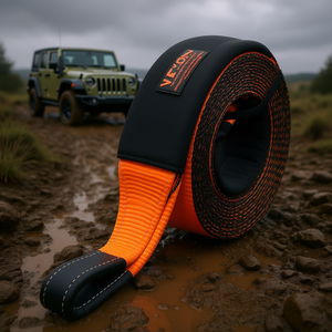 Sangle de remorquage Vevor 4 po x 30 pi, résistance à la rupture de 46 500 lb, boucle triple renforcée, protection d'arbre, remorquage routier - Product Image 2