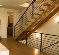 Escalier droit de villa haut de gamme, marches en bois, structure métallique, escalier flottant, design personnalisé 5