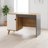 Bureau d'ordinateur de 110 cm de large avec finition imitation bois contrastée et gestion des câbles intégrée, idéal pour usage résidentiel, commercial et professionnel