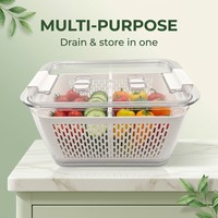 Duurzame stapelbare afwateringsbak met ventilatie, plastic koelkastorganizer voor fruit en groenten, groothandel