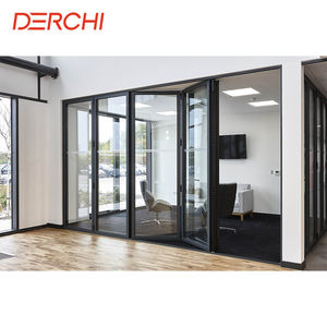 डर्ची फैक्ट्री डबल ग्लास पैटियो बालकनी आउटडोर तूफान प्रभाव एल्यूमीनियम द्वि तह दरवाजा रिट्रेटेबल कीट नेट के साथ - Product Image 4