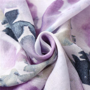 Foulard en coton imprimé Hijab, Style élégant, mode <span class=keywords><strong>arabe</strong></span>, violet clair, fleur, <span class=keywords><strong>peinture</strong></span> à l'encre, écharpes en coton avec glands - Product Image 5