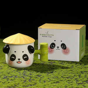 Expressão Divertida Panda Engraçado Caneca De Cerâmica Com Tampa Presente De Aniversário Copo De Café Para Mulheres Casa Copo De Água Lembrança Copo - Product Image 6