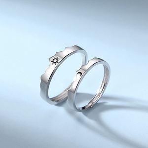 Simple Opening Sun Moon <b>Ring</b> Minimalist <b>Silver</b> Color Sun Moon Adjustable <b>Ring</b> for <b>Men</b> Women Couple Engagement Jewelry Gifts - Product Image 4