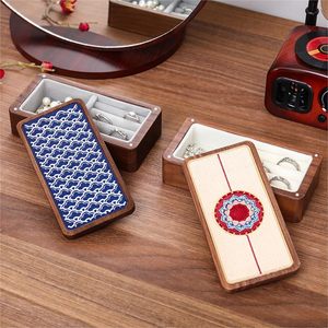 Hot Selling Walnut Wood Rectangle Embroidery <strong>Box</strong> Eco-Friendly Small Slide Top Wooden Gift <strong>Box</strong> for Jewelry Organizer - Product Image 5