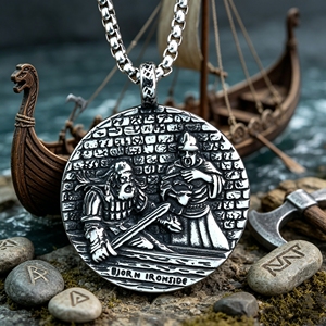 Ciondolo Bjorn Ironside Figlio di Ragnar Lothbrok, Collana Vichinga in Acciaio Inossidabile, Ciondolo Vintage da Guerriero Norreno - Product Image 1
