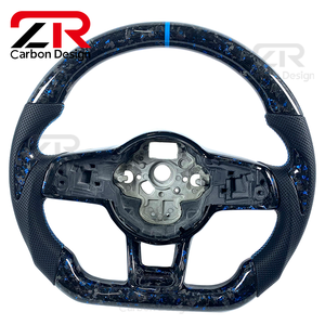 Volant en cuir véritable personnalisé en fibre de carbone forgée pour Volkswagen MK7 MK6 <span class=keywords><strong>Golf</strong></span> 6 <span class=keywords><strong>Golf</strong></span> <span class=keywords><strong>7</strong></span> <span class=keywords><strong>GTI</strong></span>, intérieur de voiture sportif - Product Image 2