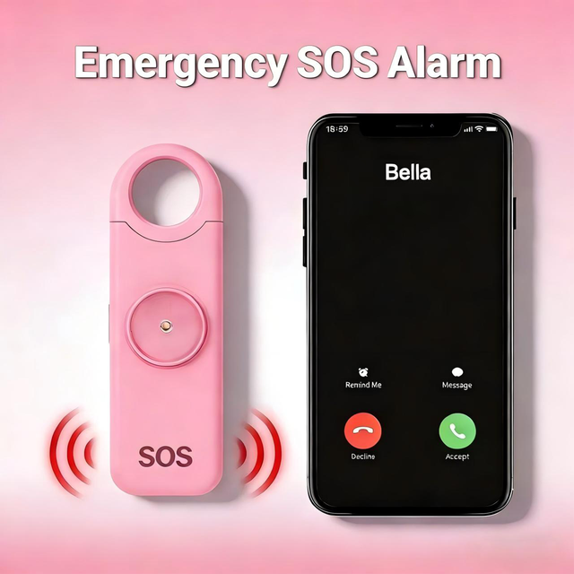 Rechargeable SOS Personal Alarm With Emergency Contact by Call and GPS Location SMS 130db for Women Safety Defense