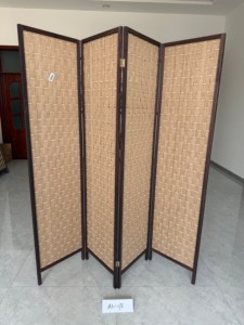 Warm Modern Movable 4 Woven Cane Rattan Folding <b>Screen</b> Room Divider Dark Wood Frame Privacy Partition Living Room Bedroom - Product Image 4