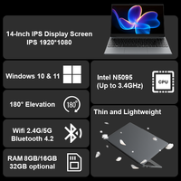 Hardware Software Customize 14 Inch Laptop 8GB RAM 256GB SSD 180 Degree Open Office Personal Computer for Home Student