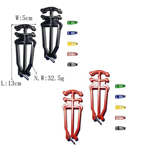 Support de ski double plaque en plastique rouge et bleu, diamètre de poteau max. 18 mm, pour stockage de snowboard individuel - Product Image 2