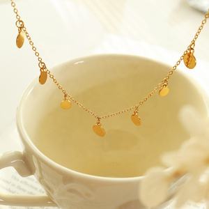 चिक डेन्टी गहने आंखों स्टार मून हार्ट बीड्स नेकलेस 18k सोने की प्लेटेड स्टेनलेस स्टील डायमंड आकर्षण चोकर हार - Product Image 5