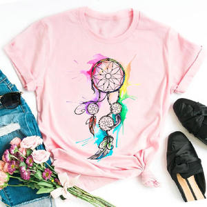 Camiseta de Moda con Diseño de Atrapasueños de Plumas para Mujer, Camisetas Gráficas Harajuku, Camiseta de Atrapasueños para Mujer, Ropa, Tops - Product Image 6