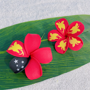 Vente en gros de pics à cheveux sur mesure drapeau de la Papouasie-Nouvelle-Guinée bâton de cheveux fleur en mousse couvre-chef tropical accessoires de cheveux pince à cheveux - Product Image 1