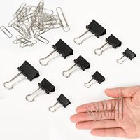 500 clips de papel y clips para encuadernación de varios tamaños |   Clips de Papel Plateados y Clips Negros para el Hogar, la Escuela y la Oficina