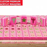 Ensemble de Mahjong Personnalisé Certifié BSCI, Tuiles de Mahjong Américaines Rose Vif à 3 Couches, Idéal pour les Soirées de Jeu du Week-end