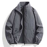 Chaqueta de primavera y otoño para hombre, abrigo con cuello levantado, chaqueta informal fina superior grande