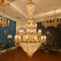 Lustre moderne en cristal K9 de grande taille, luxueux, à LED, pour hall d'hôtel, villa, salle de banquet, décoration d'escalier