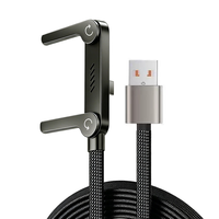 Cable de Datos TUTI 240W 1.5M con Trenzado de Nailon 2 en 1, Cable Tipo-C con Soporte para Teléfono, Cable de Carga con Rotación de 360 Grados para Teléfono